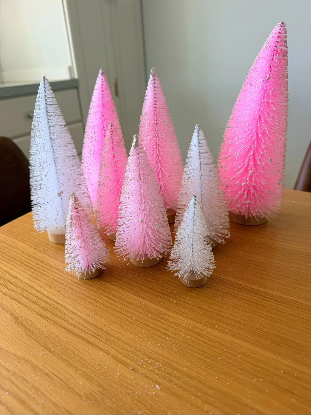 Target Pink and White Bottle Brush Tree Set - Holiday Decor